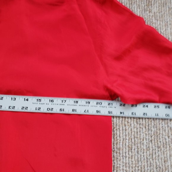 VINTAGE 80s Red Silk Blouse XS Express - Picture 7 of 10